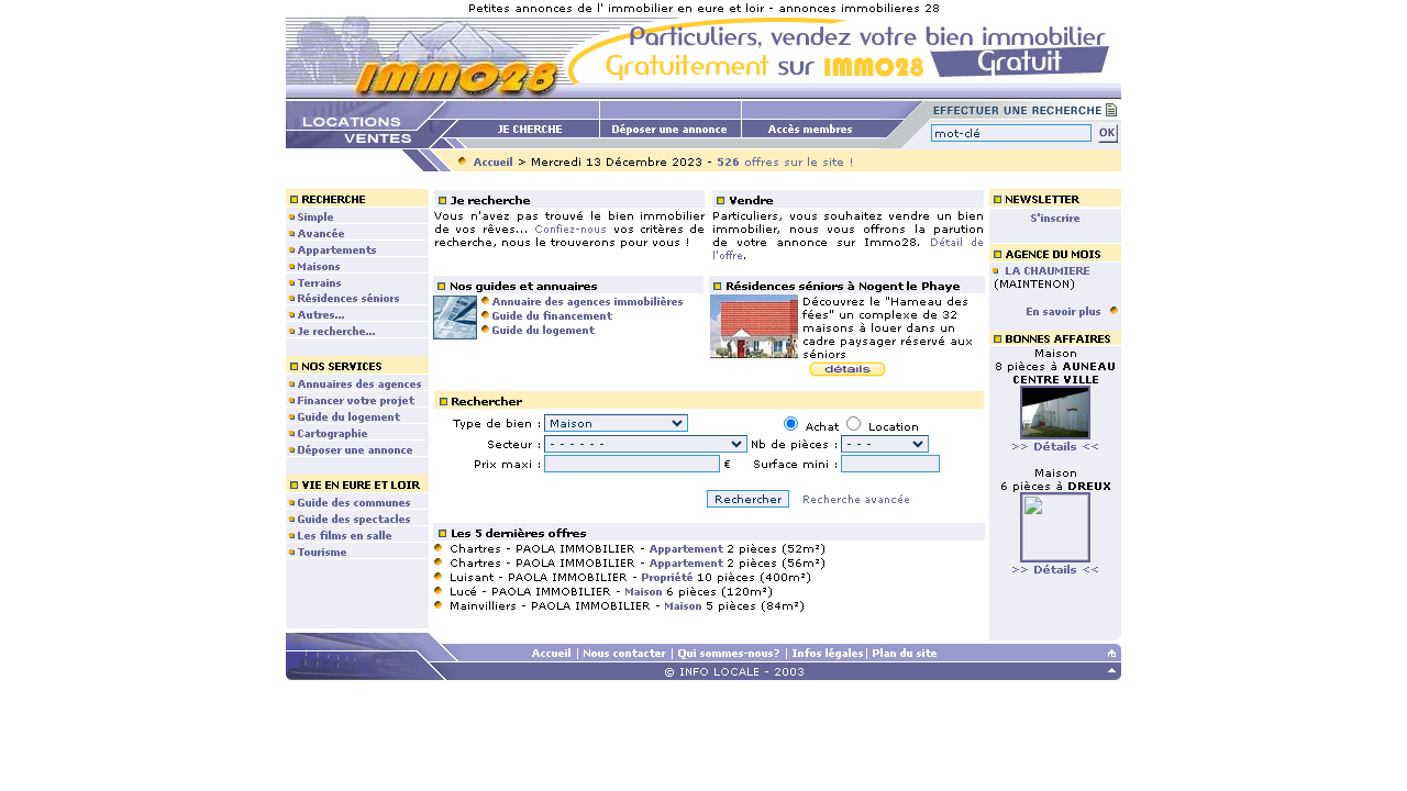 Capture d'écran de http://www.immo28.com/ 